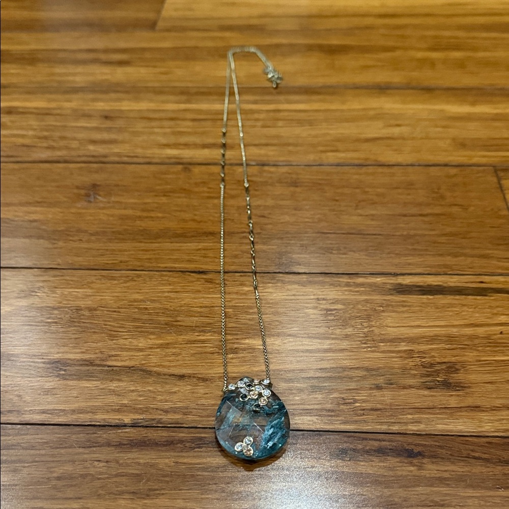 LOFT Gold Necklace with Blue rhinestones Pendant